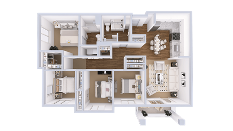 Floor plan for 4 beds, 2 baths, 1480 sqft